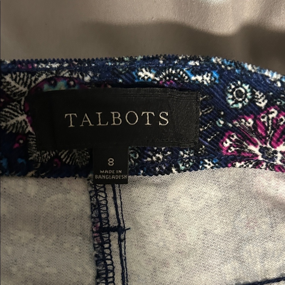 Talbots Floral A-Line Corduroy Skirt in Navy and Pink - Picture 2 of 7